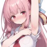 白セーラーで腋を見せてくれる茜ちゃん！