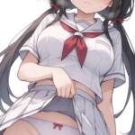 白セーラーでたくし上げてくれるうちの子！