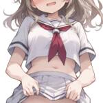白セーラーでたくし上げてくれるつむぎちゃん！