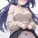 オフショルセーターでたくし上げてくれるユウカ！