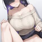 オフショルセーターでたくし上げてくれるトバリさん！