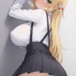 サスペンダーで後ろから見せてくれるマキさん！