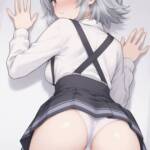 サスペンダーで後ろから見せてくれる六花ちゃん！