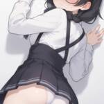 サスペンダーで後ろから見せてくれる千冬ちゃん！